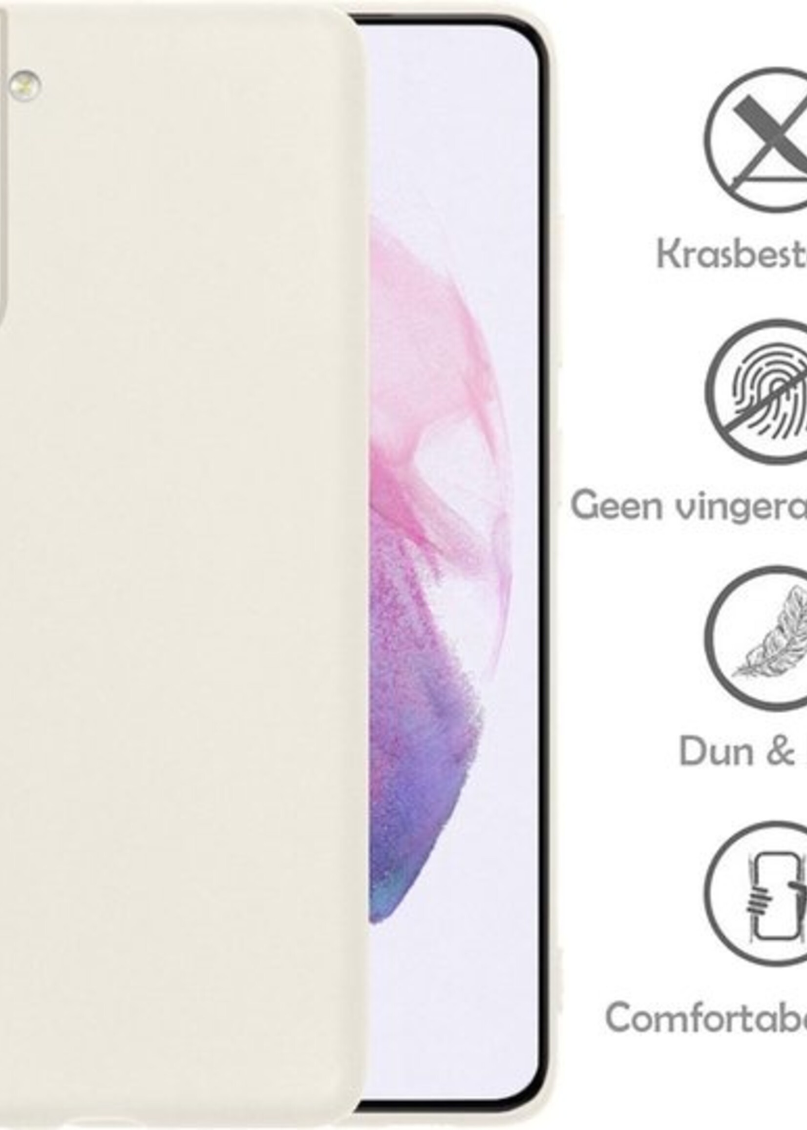 LUQ Hoesje Geschikt voor Samsung S21 Plus Hoesje Siliconen Case Met 2x Screenprotector - Hoes Geschikt voor Samsung Galaxy S21 Plus Hoes Siliconen - Wit