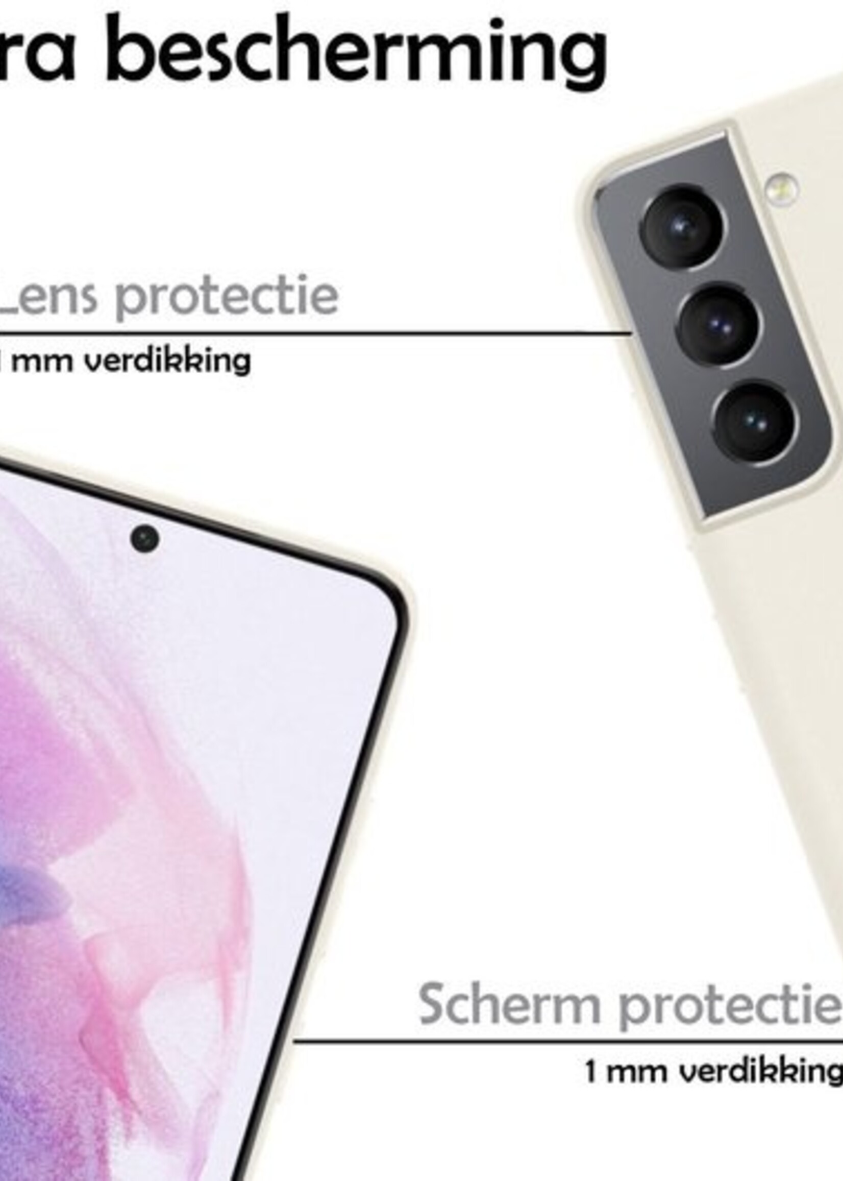 LUQ Hoesje Geschikt voor Samsung S21 Plus Hoesje Siliconen Case Met 2x Screenprotector - Hoes Geschikt voor Samsung Galaxy S21 Plus Hoes Siliconen - Wit