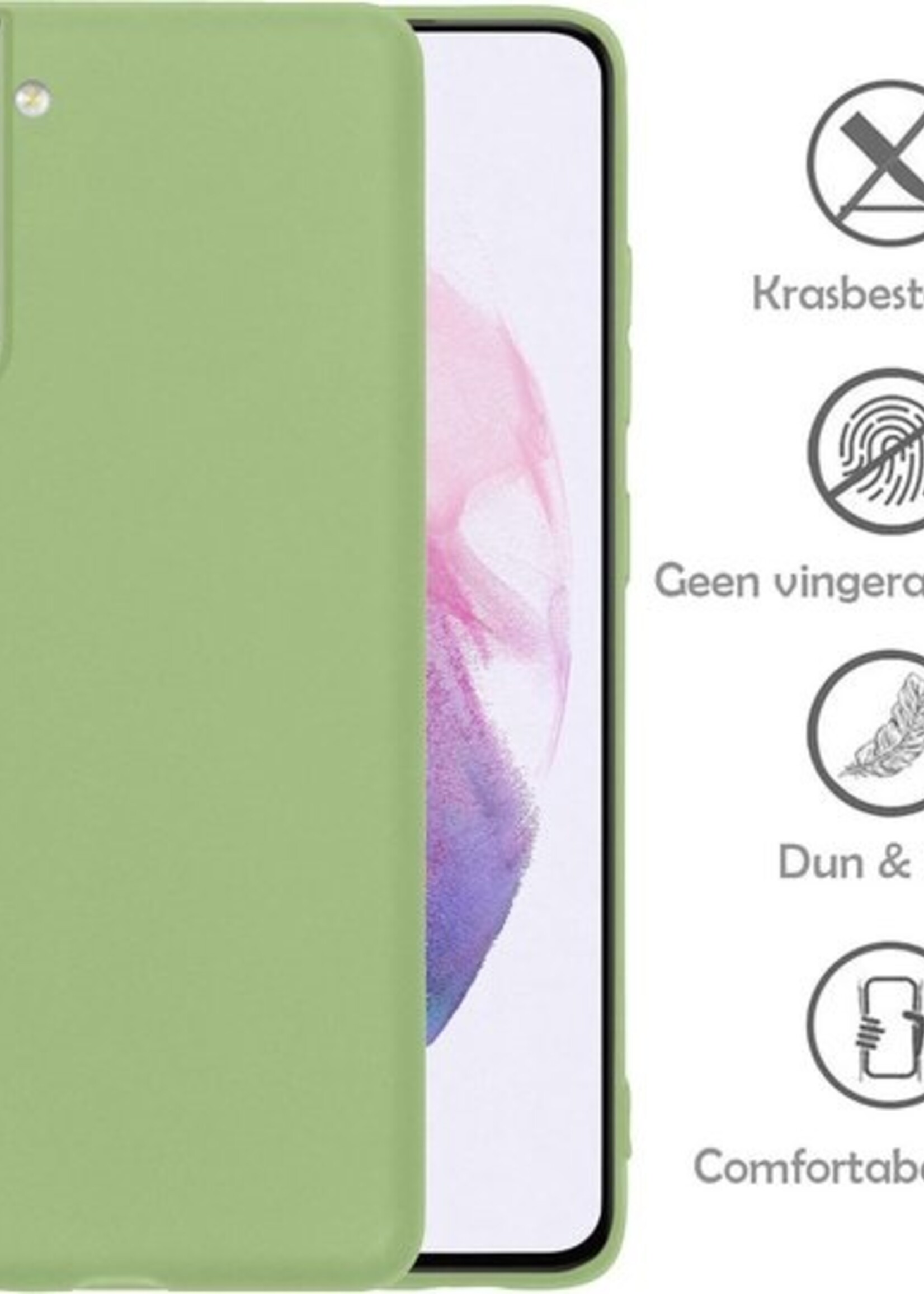 LUQ Hoesje Geschikt voor Samsung S21 Plus Hoesje Siliconen Case Met 2x Screenprotector - Hoes Geschikt voor Samsung Galaxy S21 Plus Hoes Siliconen - Groen