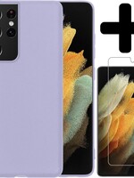 LUQ LUQ Samsung Galaxy S21 Ultra hoesje siliconen lila + screenprotector