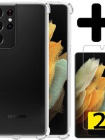 LUQ LUQ Samsung Galaxy S21 Ultra hoesje shock proof + 2x screenprotector