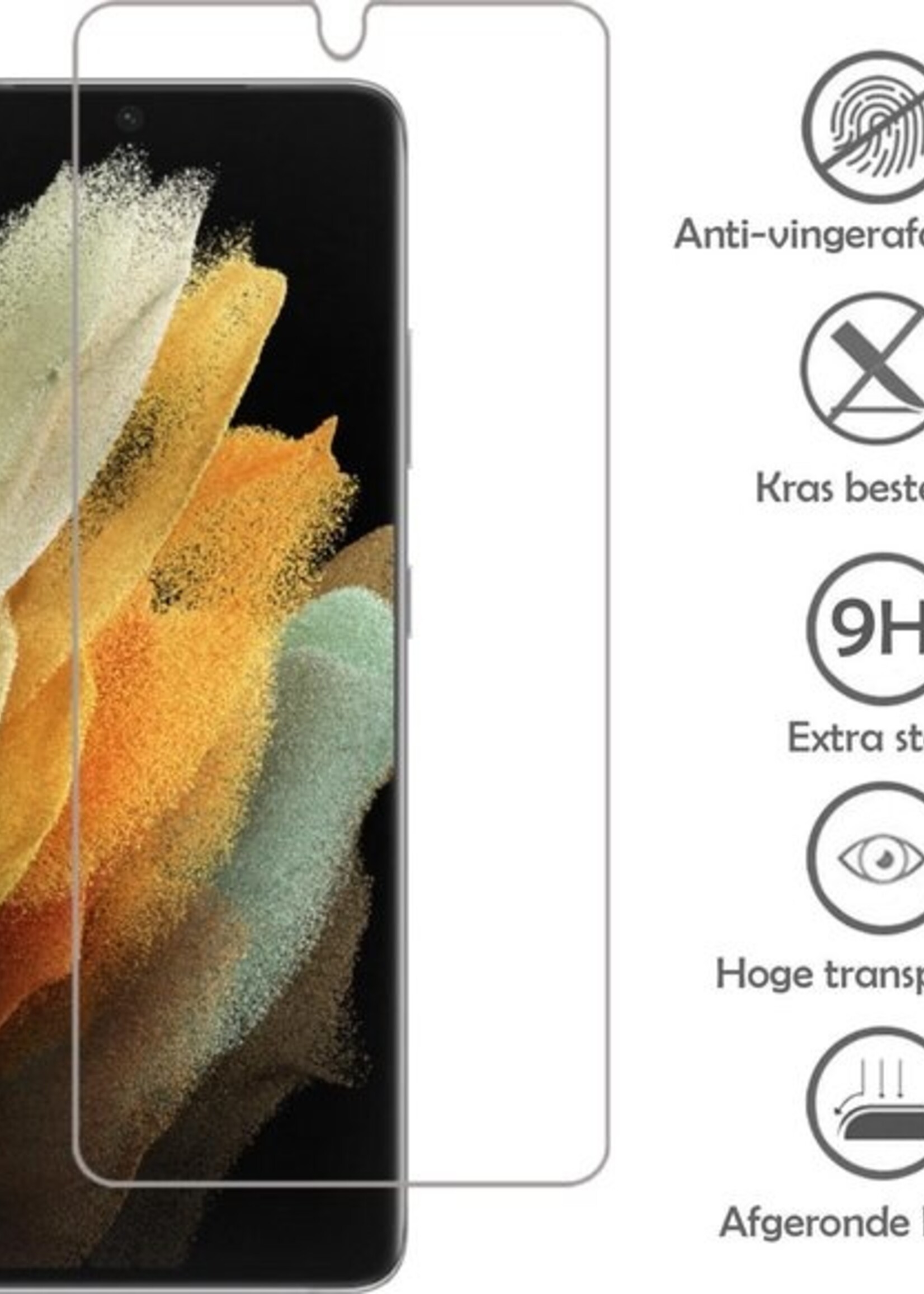 LUQ Hoesje Geschikt voor Samsung S21 Ultra Hoesje Shockproof Case Siliconen Met 2x Screenprotector - Hoes Geschikt voor Samsung Galaxy S21 Ultra Hoes Cover Siliconen - Transparant