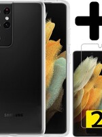 LUQ LUQ Samsung Galaxy S21 Ultra hoesje siliconen transparant + 2x screenprotector