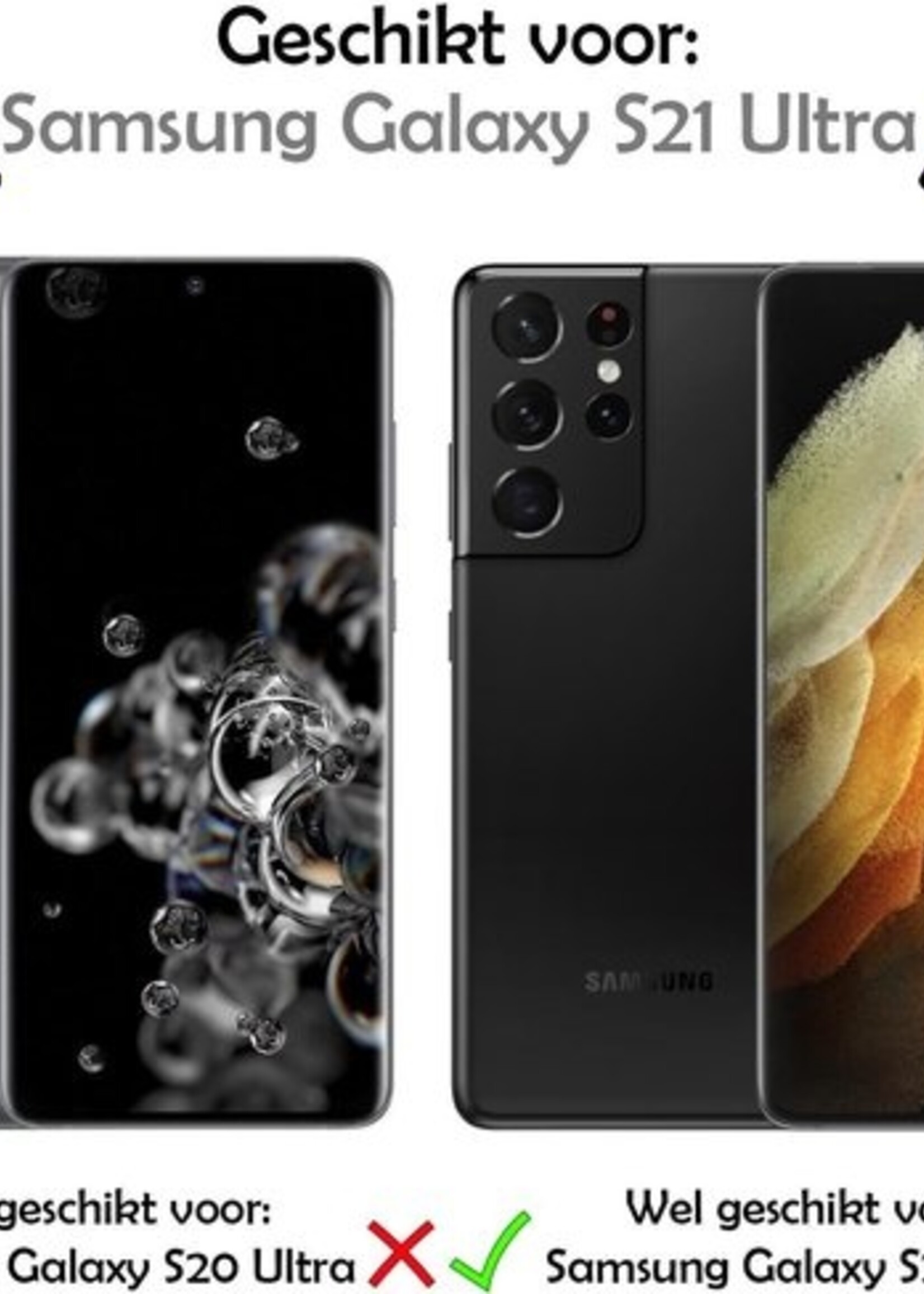 LUQ Hoesje Geschikt voor Samsung S21 Ultra Hoesje Siliconen Case Met 2x Screenprotector - Hoes Geschikt voor Samsung Galaxy S21 Ultra Hoes Siliconen - Lila