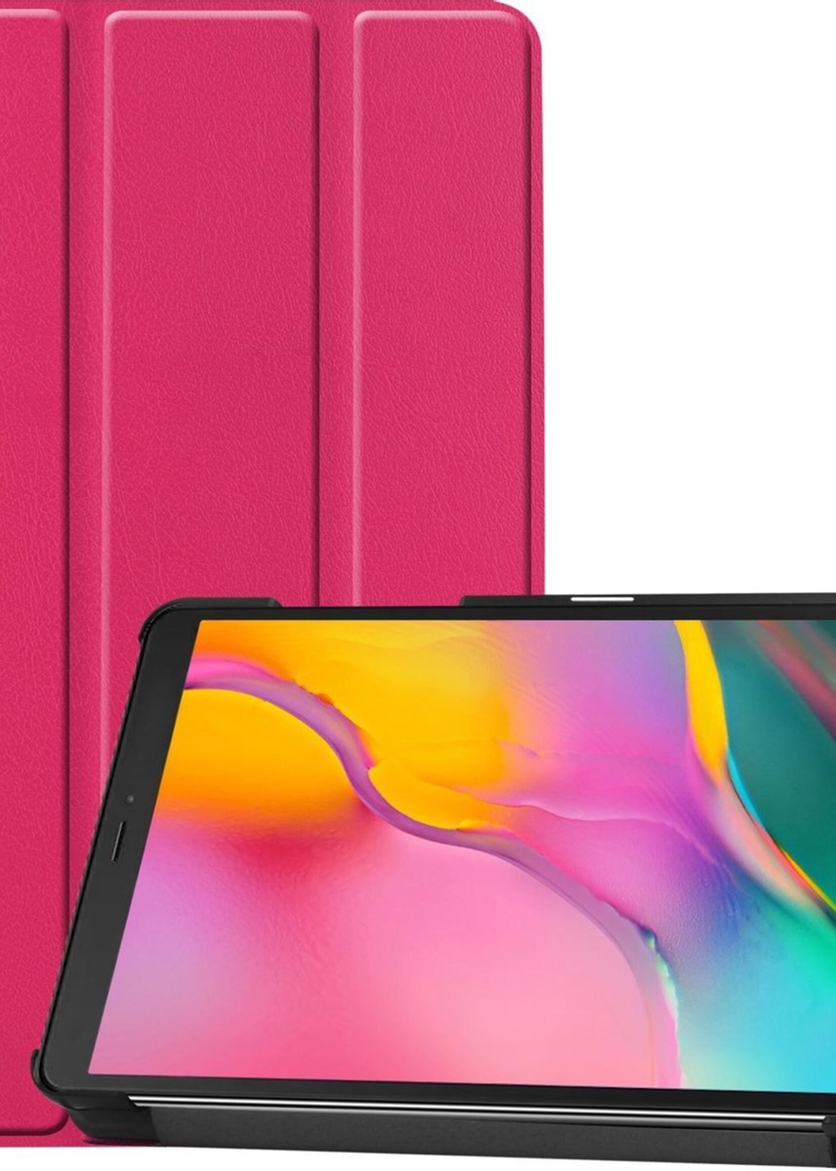 LUQ Hoes Geschikt voor Samsung Galaxy Tab A 8.0 (2019) Hoes Luxe Hoesje Book Case - Hoesje Geschikt voor Samsung Tab A 8.0 (2019) Hoes Cover - Donkerroze