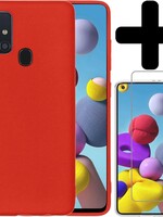 LUQ LUQ Samsung Galaxy A21s hoesje siliconen rood + screenprotector