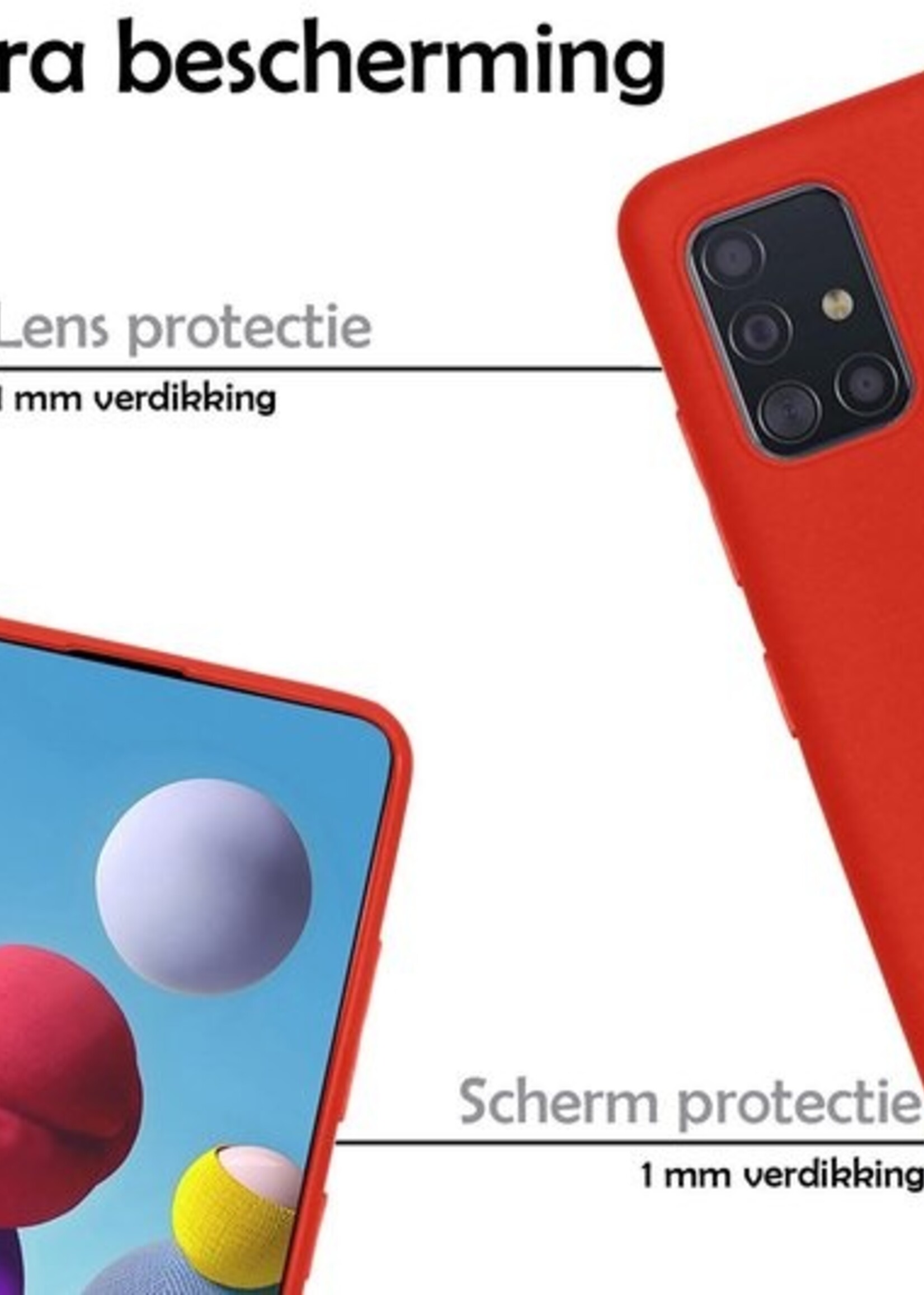 LUQ Hoesje Geschikt voor Samsung A21s Hoesje Siliconen Case Met Screenprotector - Hoes Geschikt voor Samsung Galaxy A21s Hoes Siliconen - Rood