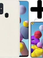 LUQ LUQ Samsung Galaxy A21s hoesje siliconen wit + screenprotector