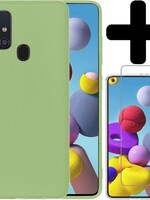 LUQ LUQ Samsung Galaxy A21s hoesje siliconen groen + screenprotector