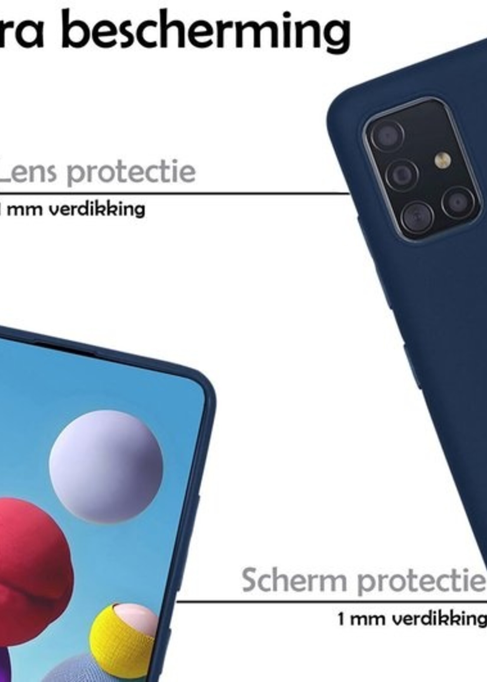 LUQ Hoesje Geschikt voor Samsung A21s Hoesje Siliconen Case Met Screenprotector - Hoes Geschikt voor Samsung Galaxy A21s Hoes Siliconen - Donkerblauw