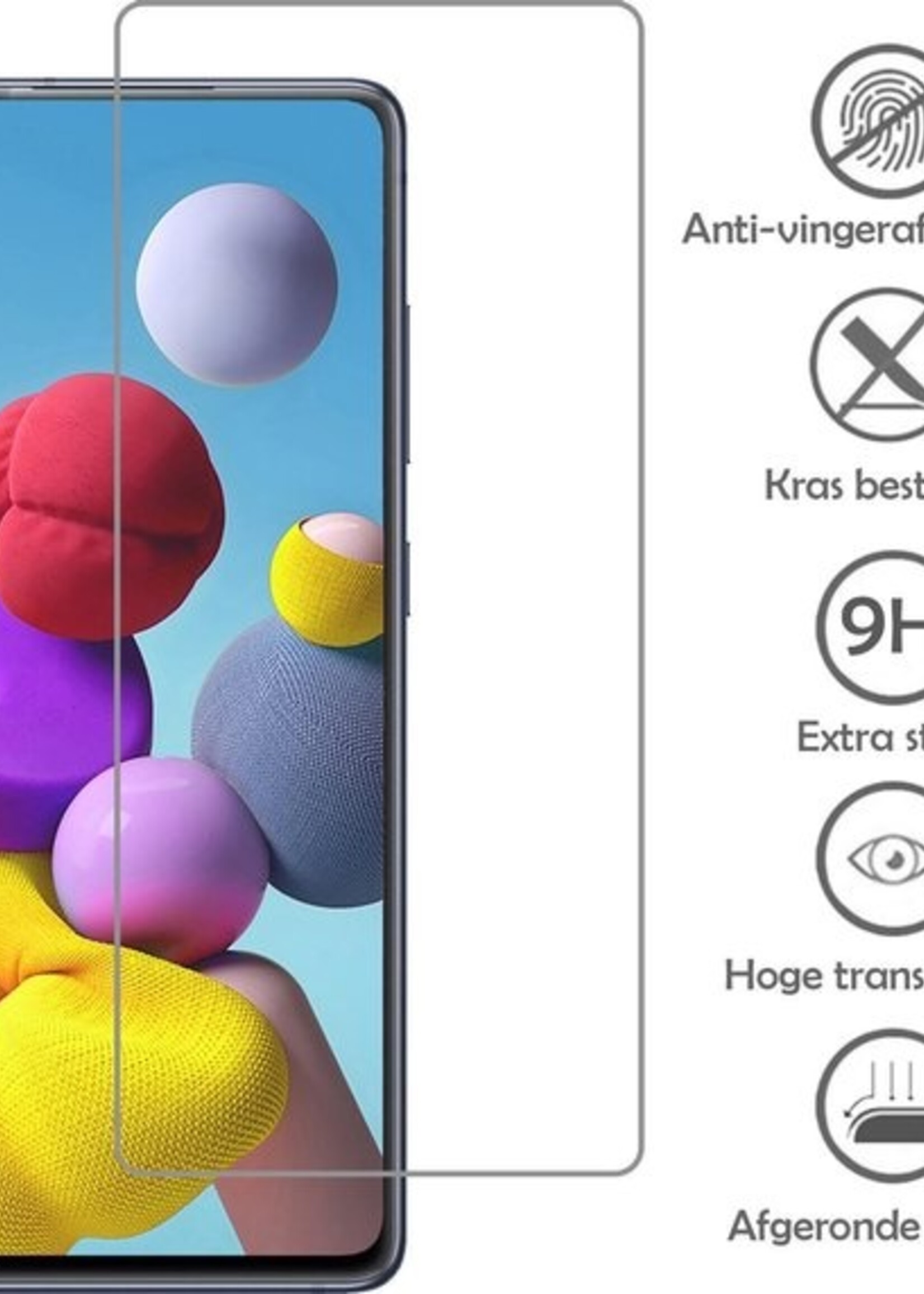 LUQ Hoesje Geschikt voor Samsung A21s Hoesje Siliconen Case Met Screenprotector - Hoes Geschikt voor Samsung Galaxy A21s Hoes Siliconen - Donkerblauw