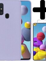 LUQ LUQ Samsung Galaxy A21s hoesje siliconen lila + screenprotector