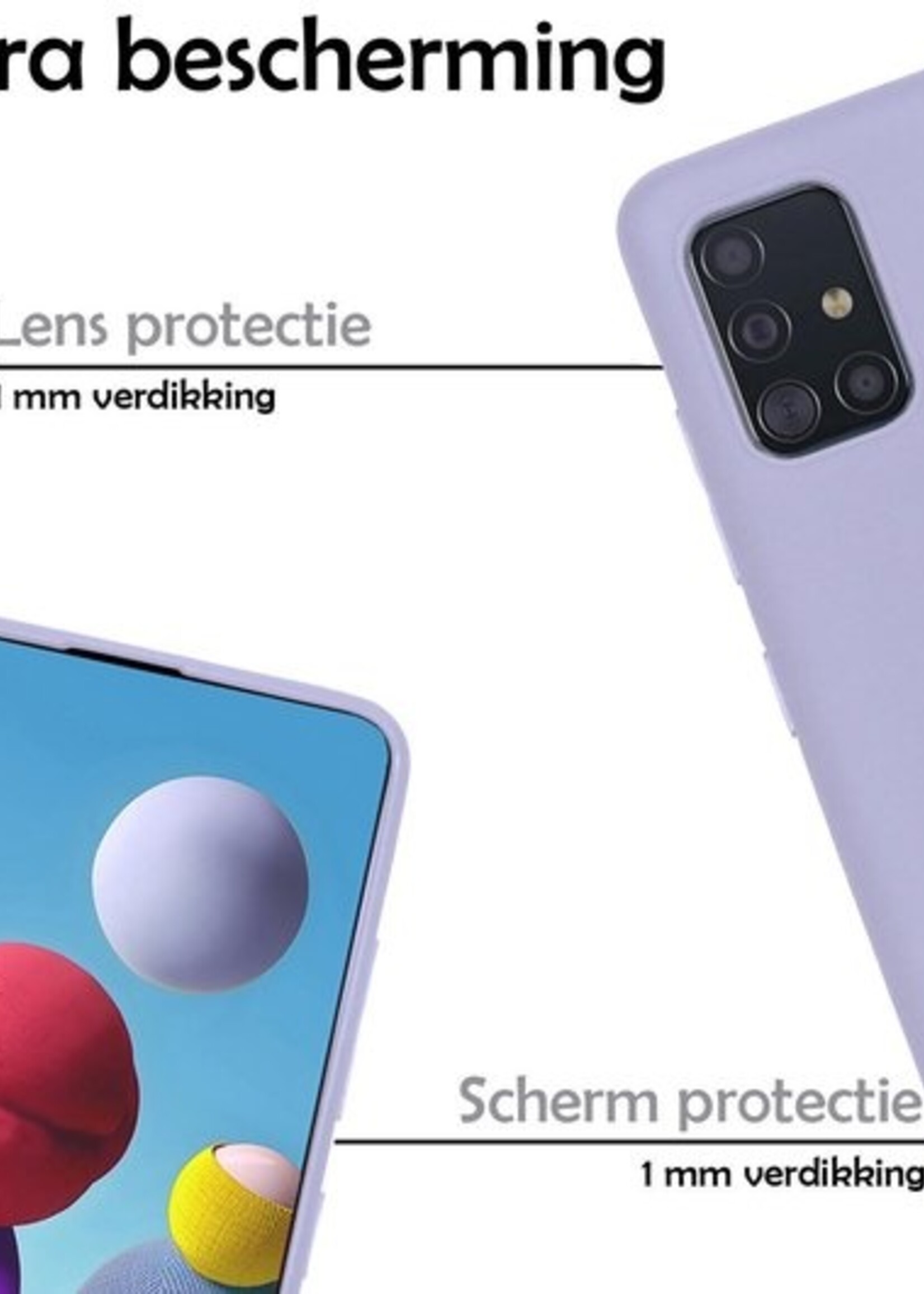 LUQ Hoesje Geschikt voor Samsung A21s Hoesje Siliconen Case Met Screenprotector - Hoes Geschikt voor Samsung Galaxy A21s Hoes Siliconen - Lila