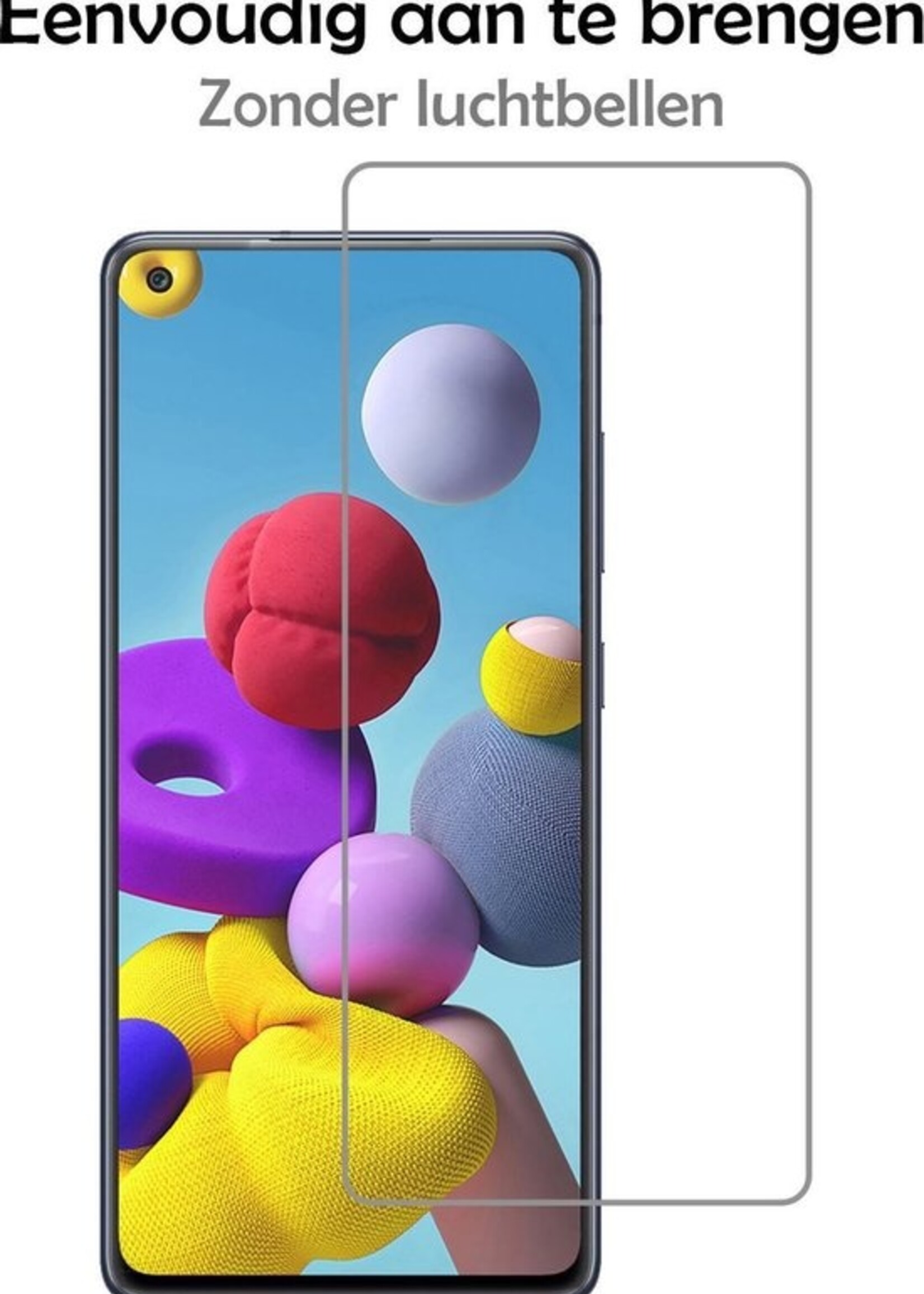 LUQ Hoesje Geschikt voor Samsung A21s Hoesje Siliconen Case Met Screenprotector - Hoes Geschikt voor Samsung Galaxy A21s Hoes Siliconen - Lila