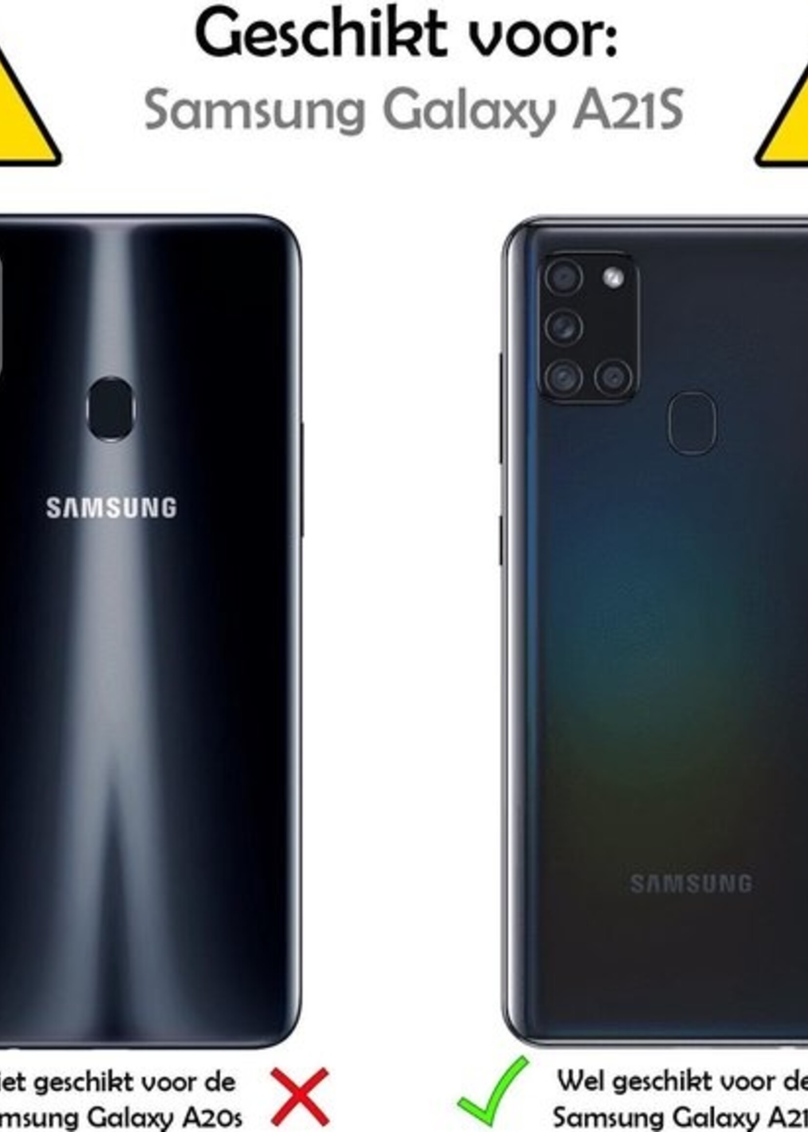 LUQ Hoesje Geschikt voor Samsung A21s Hoesje Siliconen Case Met Screenprotector - Hoes Geschikt voor Samsung Galaxy A21s Hoes Siliconen - Lila