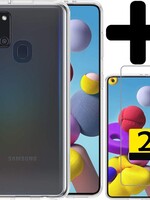 LUQ LUQ Samsung Galaxy A21s hoesje siliconen transparant + 2x screenprotector