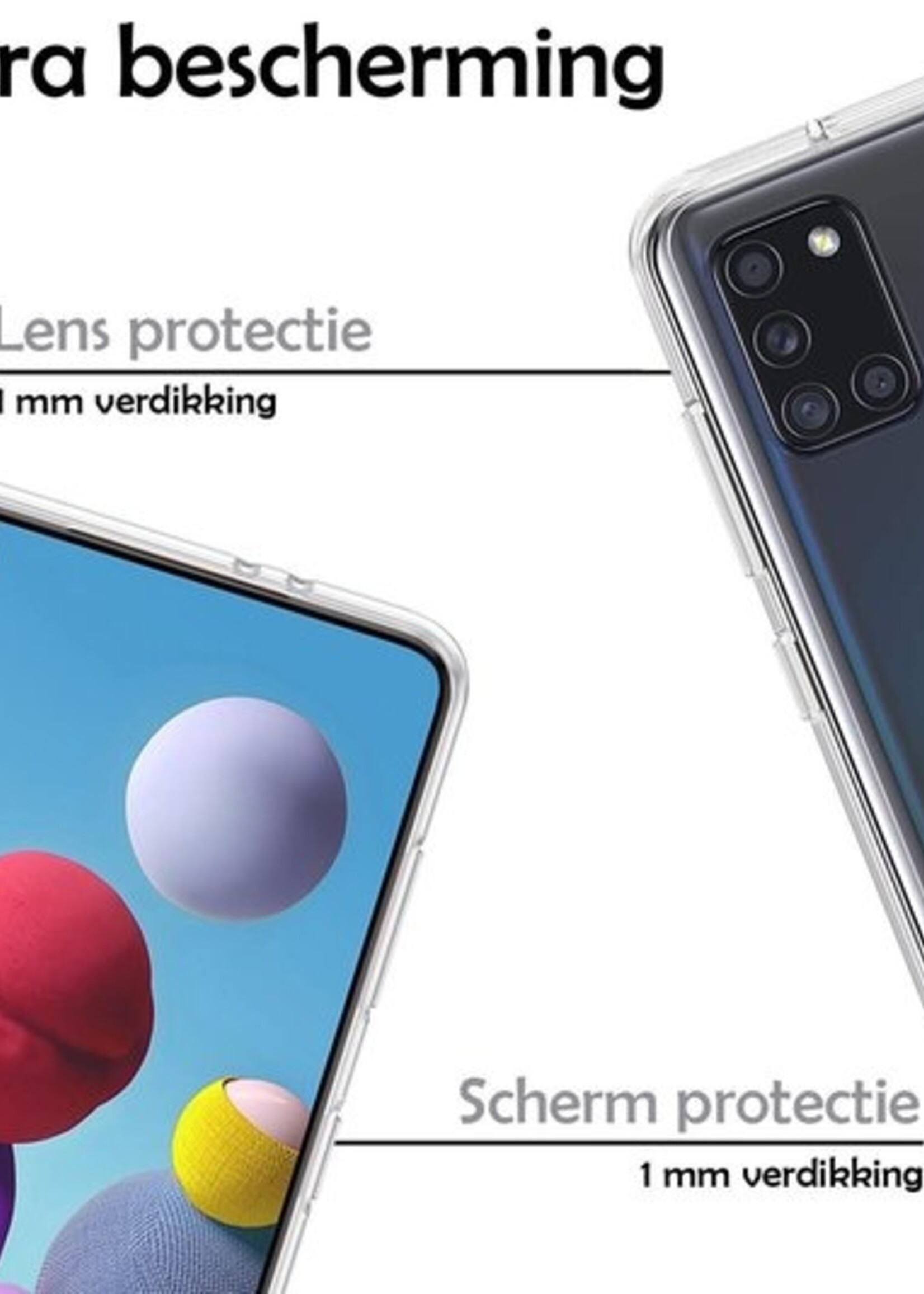 LUQ Hoesje Geschikt voor Samsung A21s Hoesje Siliconen Case Met 2x Screenprotector - Hoes Geschikt voor Samsung Galaxy A21s Hoes Siliconen - Transparant