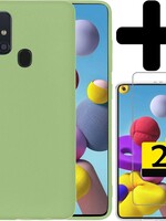 LUQ LUQ Samsung Galaxy A21s hoesje siliconen groen + 2x screenprotector