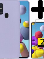 LUQ LUQ Samsung Galaxy A21s hoesje siliconen lila + 2x screenprotector