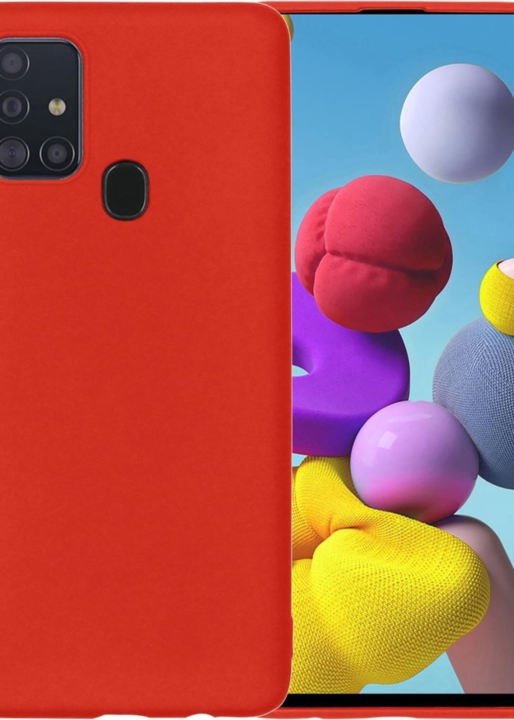 LUQ Hoesje Geschikt voor Samsung A21s Hoesje Siliconen Case - Hoes Geschikt voor Samsung Galaxy A21s Hoes Siliconen - Rood