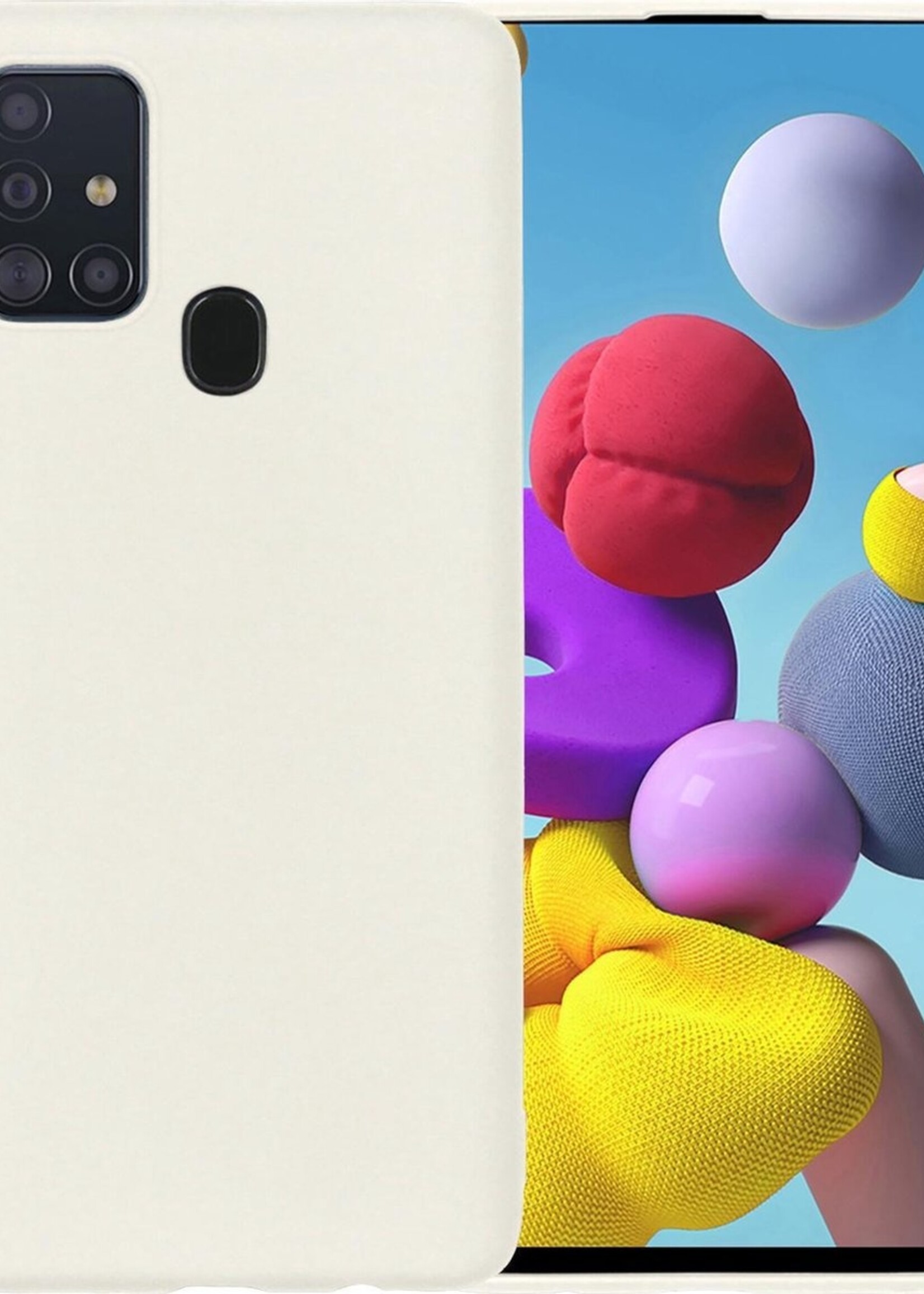 LUQ Hoesje Geschikt voor Samsung A21s Hoesje Siliconen Case - Hoes Geschikt voor Samsung Galaxy A21s Hoes Siliconen - Wit