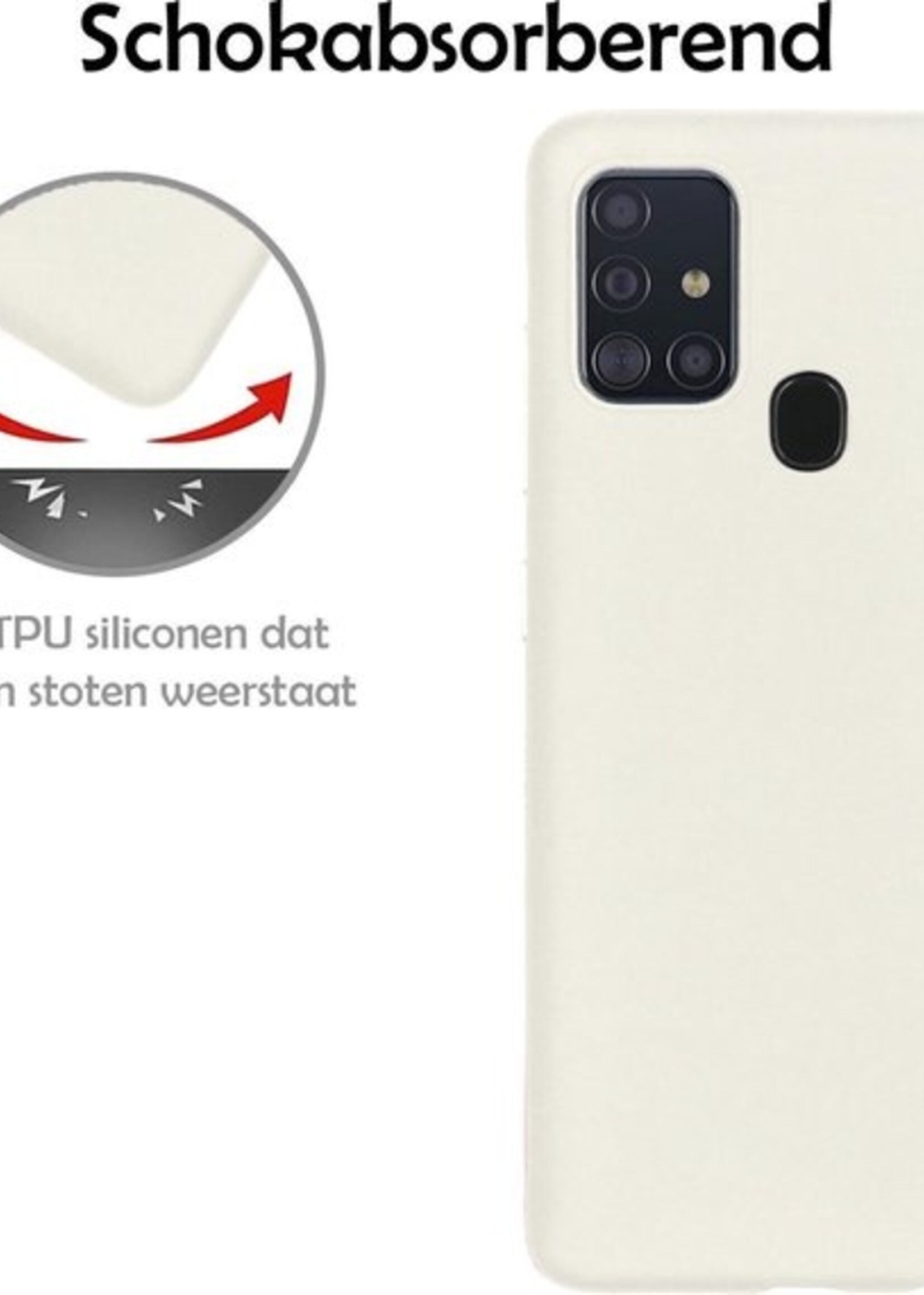 LUQ Hoesje Geschikt voor Samsung A21s Hoesje Siliconen Case - Hoes Geschikt voor Samsung Galaxy A21s Hoes Siliconen - Wit
