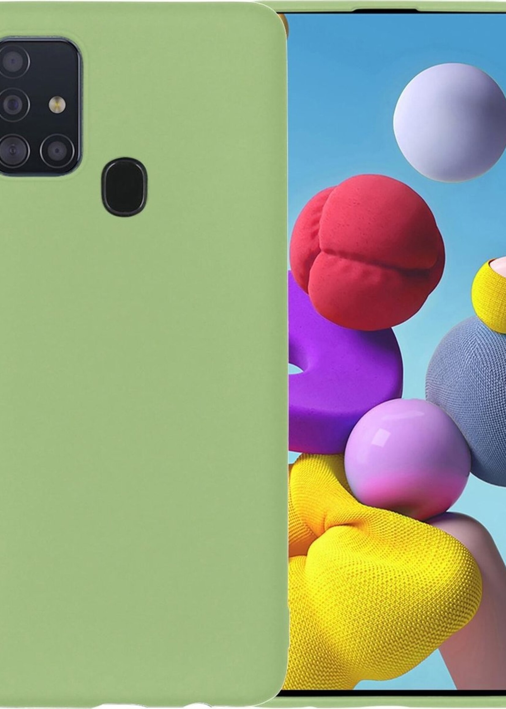 LUQ Hoesje Geschikt voor Samsung A21s Hoesje Siliconen Case - Hoes Geschikt voor Samsung Galaxy A21s Hoes Siliconen - Groen