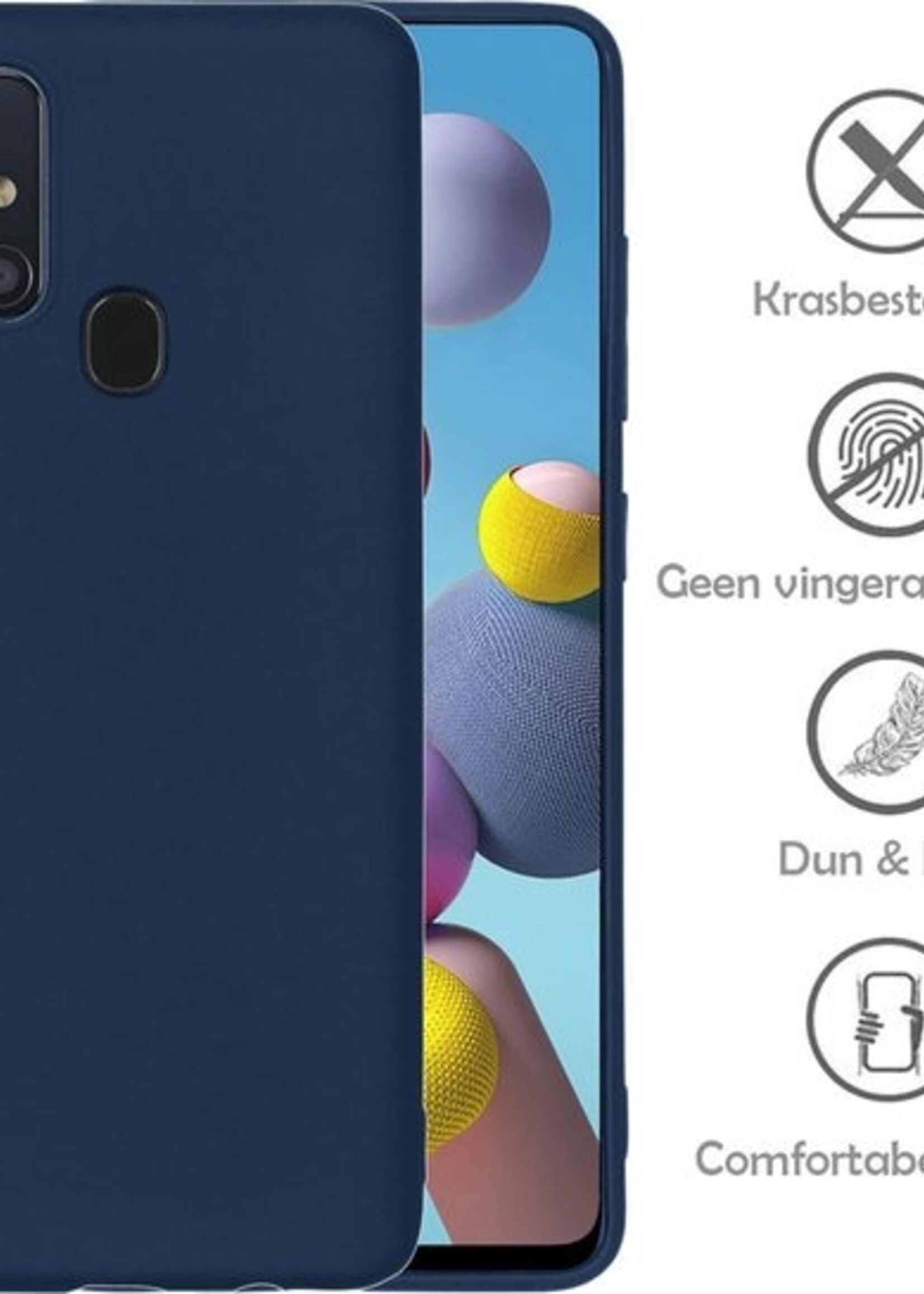 LUQ Hoesje Geschikt voor Samsung A21s Hoesje Siliconen Case - Hoes Geschikt voor Samsung Galaxy A21s Hoes Siliconen - Donkerblauw