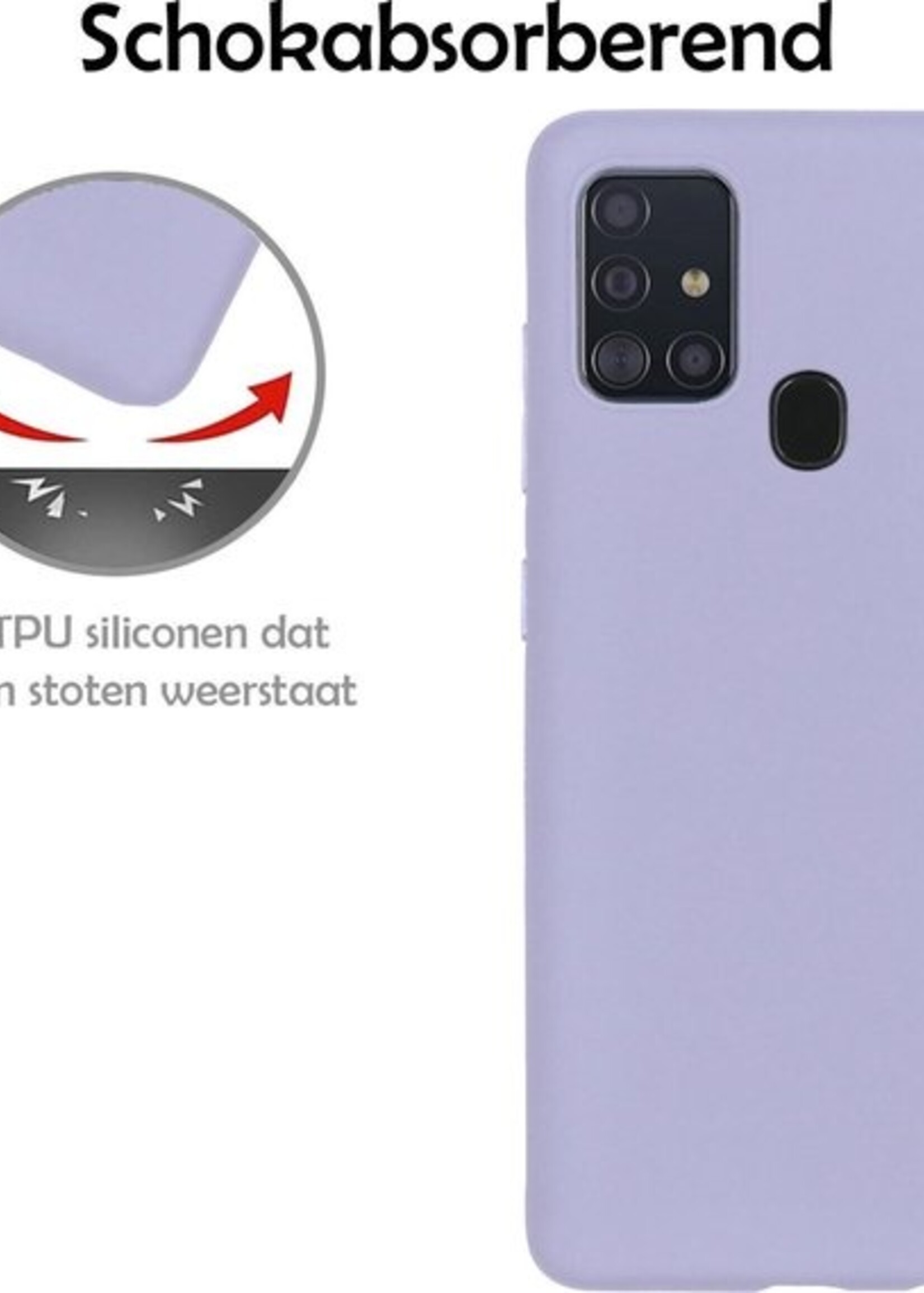 LUQ Hoesje Geschikt voor Samsung A21s Hoesje Siliconen Case - Hoes Geschikt voor Samsung Galaxy A21s Hoes Siliconen - Lila