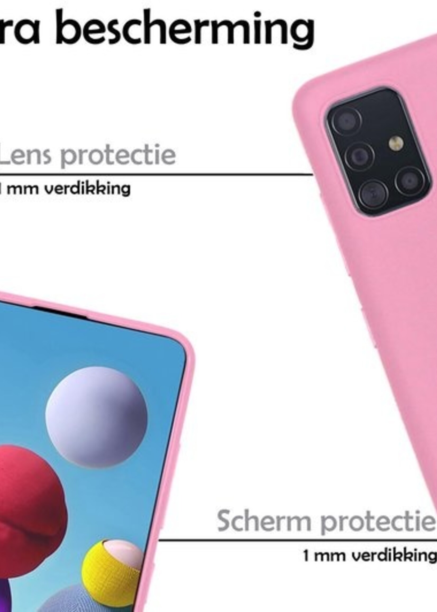 LUQ Hoesje Geschikt voor Samsung A21s Hoesje Siliconen Case - Hoes Geschikt voor Samsung Galaxy A21s Hoes Siliconen - Lichtroze