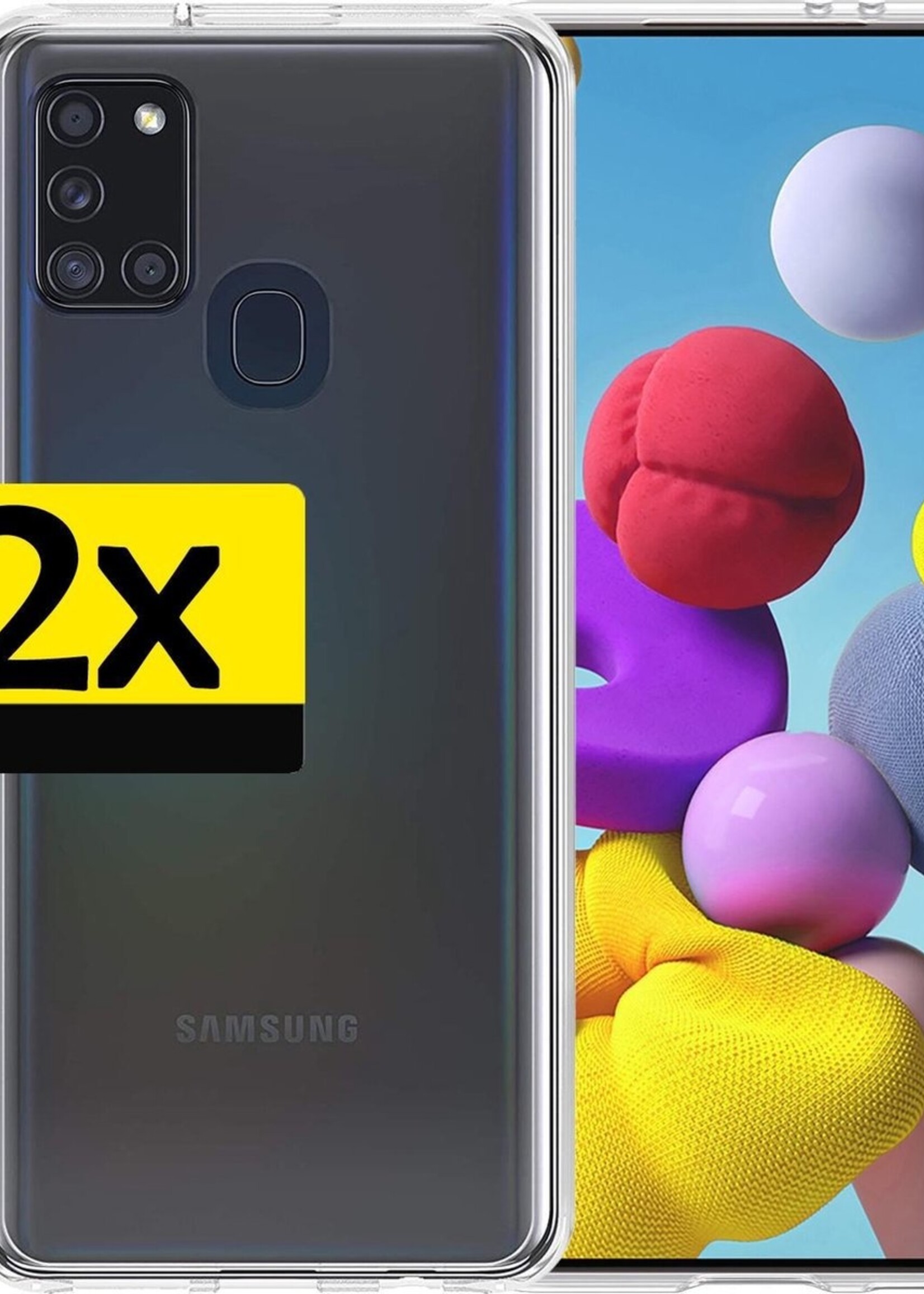 LUQ Hoesje Geschikt voor Samsung A21s Hoesje Siliconen Case - Hoes Geschikt voor Samsung Galaxy A21s Hoes Siliconen - Transparant - 2 Stuks