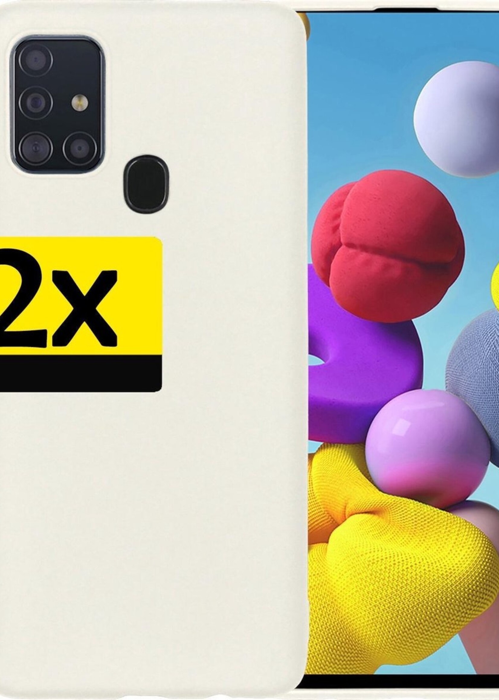 LUQ Hoesje Geschikt voor Samsung A21s Hoesje Siliconen Case - Hoes Geschikt voor Samsung Galaxy A21s Hoes Siliconen - Wit - 2 Stuks