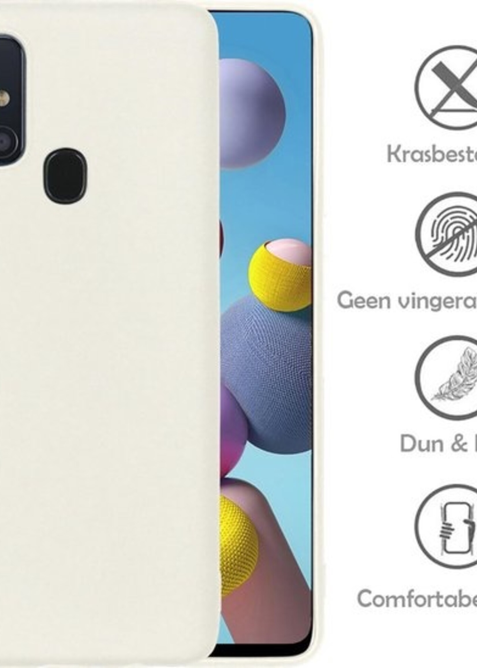 LUQ Hoesje Geschikt voor Samsung A21s Hoesje Siliconen Case - Hoes Geschikt voor Samsung Galaxy A21s Hoes Siliconen - Wit - 2 Stuks