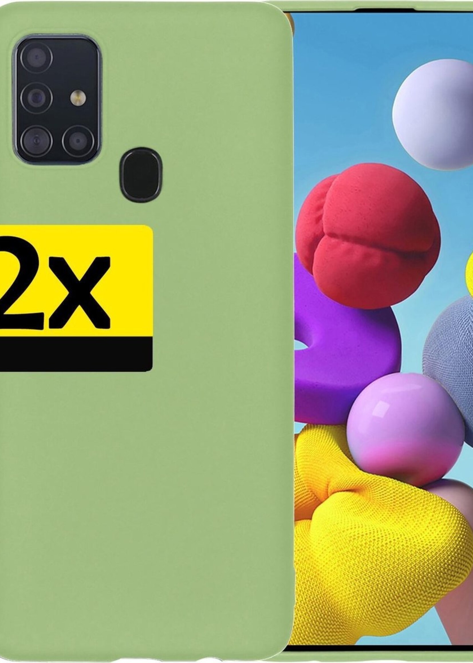 LUQ Hoesje Geschikt voor Samsung A21s Hoesje Siliconen Case - Hoes Geschikt voor Samsung Galaxy A21s Hoes Siliconen - Groen - 2 Stuks