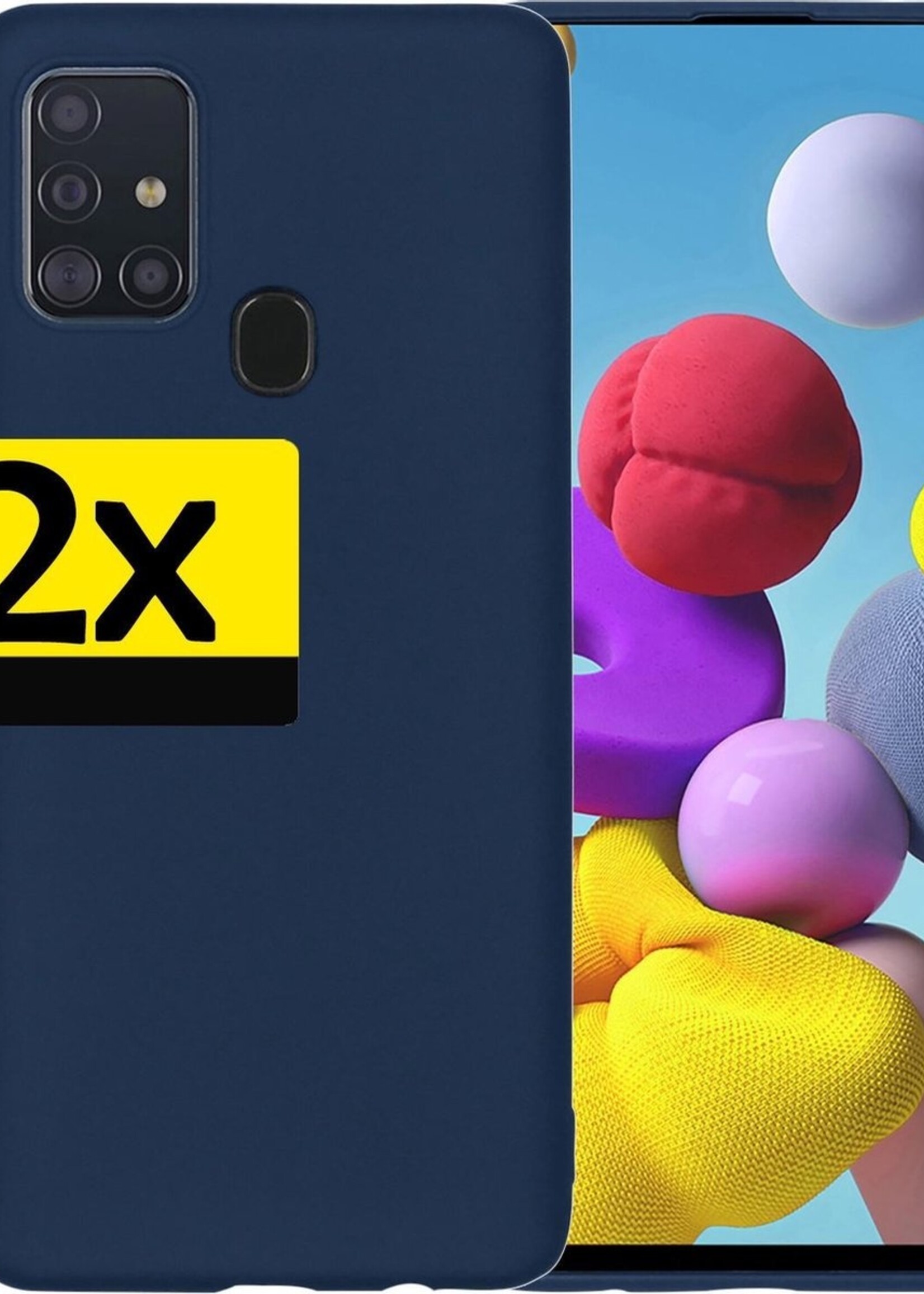 LUQ Hoesje Geschikt voor Samsung A21s Hoesje Siliconen Case - Hoes Geschikt voor Samsung Galaxy A21s Hoes Siliconen - Donkerblauw - 2 Stuks