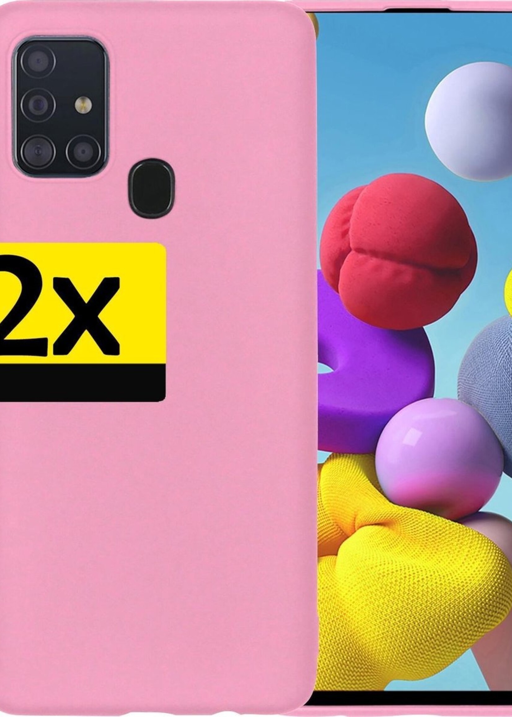 LUQ Hoesje Geschikt voor Samsung A21s Hoesje Siliconen Case - Hoes Geschikt voor Samsung Galaxy A21s Hoes Siliconen - Lichtroze - 2 Stuks