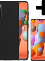 LUQ LUQ Samsung Galaxy A41 hoesje siliconen zwart + screenprotector
