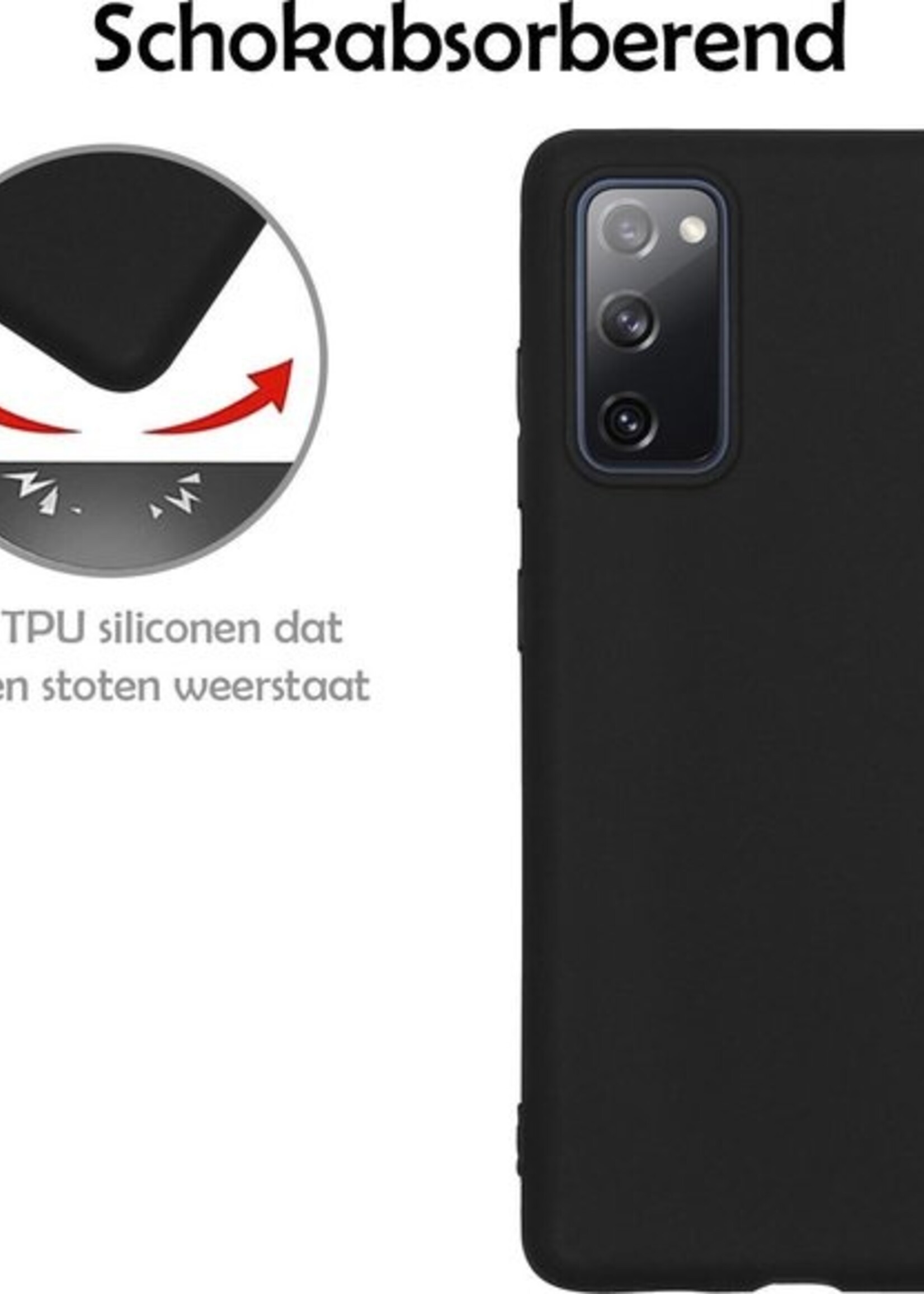 LUQ Hoesje Geschikt voor Samsung A41 Hoesje Siliconen Case Met Screenprotector - Hoes Geschikt voor Samsung Galaxy A41 Hoes Siliconen - Zwart