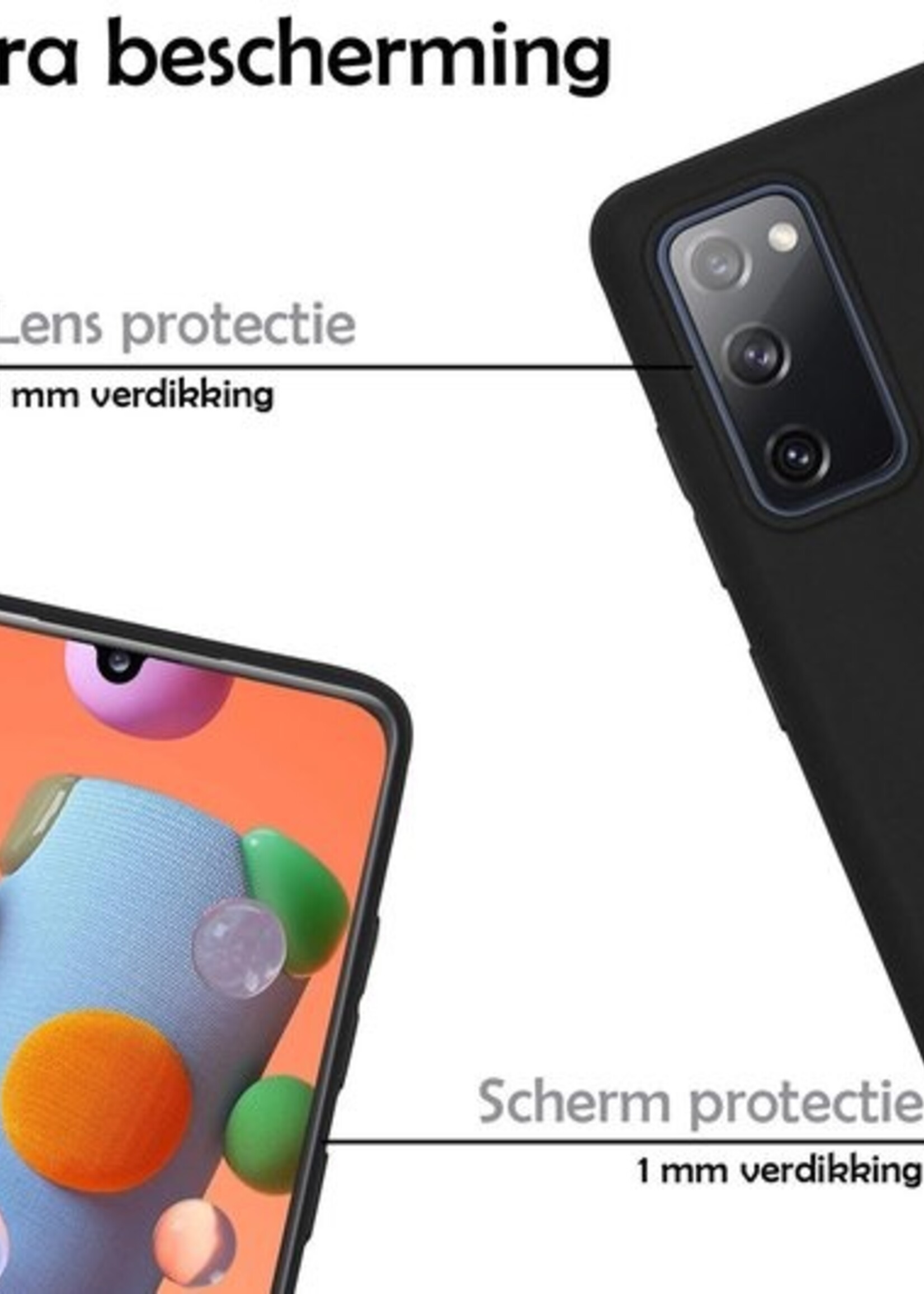 LUQ Hoesje Geschikt voor Samsung A41 Hoesje Siliconen Case Met Screenprotector - Hoes Geschikt voor Samsung Galaxy A41 Hoes Siliconen - Zwart