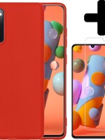 LUQ LUQ Samsung Galaxy A41 hoesje siliconen rood + screenprotector