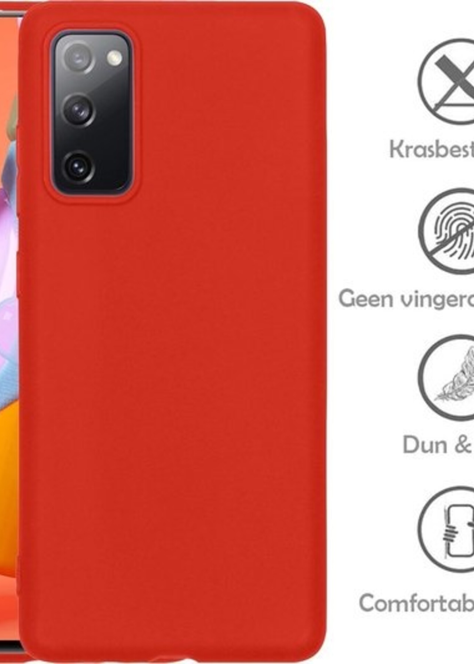 LUQ Hoesje Geschikt voor Samsung A41 Hoesje Siliconen Case Met Screenprotector - Hoes Geschikt voor Samsung Galaxy A41 Hoes Siliconen - Rood