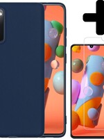 LUQ LUQ Samsung Galaxy A41 hoesje siliconen donkerblauw + screenprotector