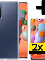 LUQ LUQ Samsung Galaxy A41 hoesje siliconen transparant + 2x screenprotector
