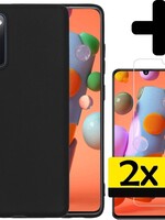 LUQ LUQ Samsung Galaxy A41 hoesje siliconen zwart + 2x screenprotector