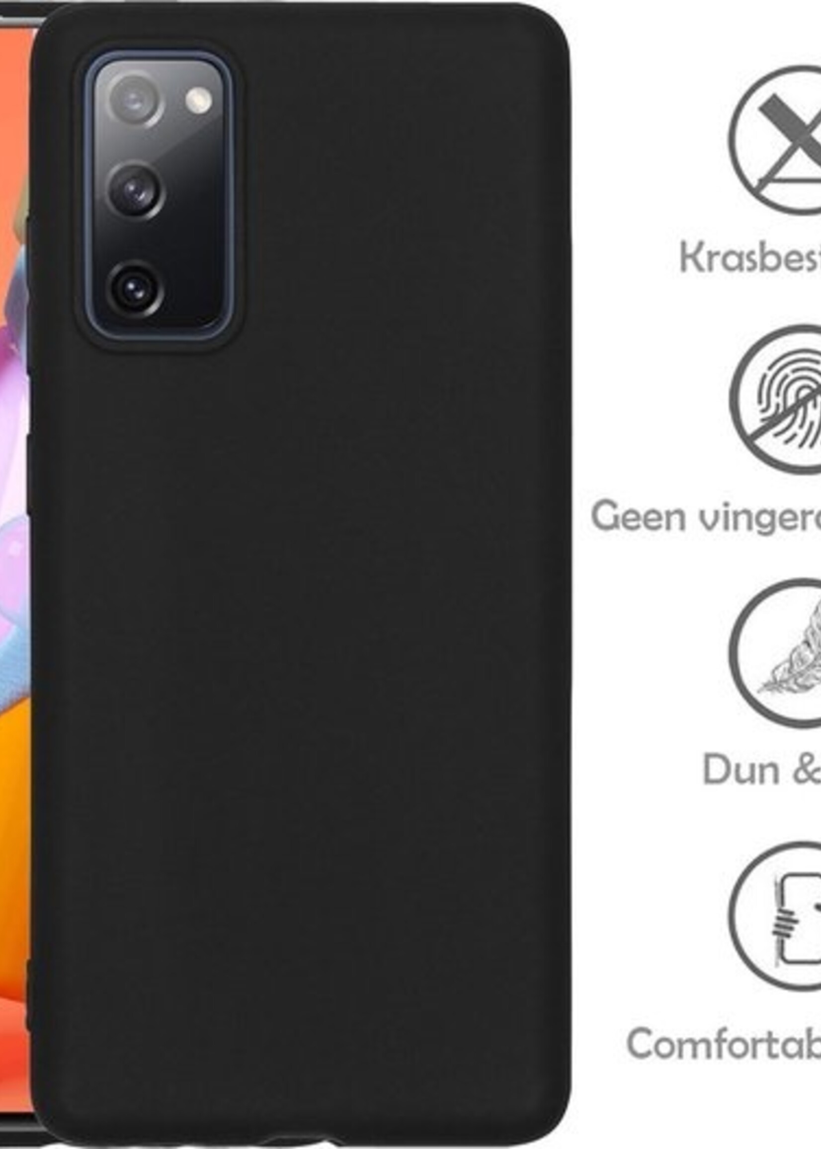 LUQ Hoesje Geschikt voor Samsung A41 Hoesje Siliconen Case Met 2x Screenprotector - Hoes Geschikt voor Samsung Galaxy A41 Hoes Siliconen - Zwart