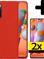 LUQ LUQ Samsung Galaxy A41 hoesje siliconen rood + 2x screenprotector