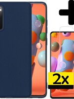 LUQ LUQ Samsung Galaxy A41 hoesje siliconen donkerblauw + 2x screenprotector