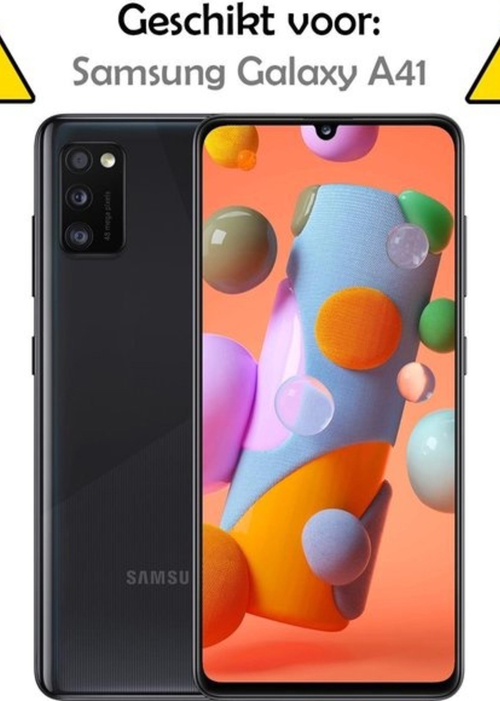 LUQ Hoesje Geschikt voor Samsung A41 Hoesje Siliconen Case Met 2x Screenprotector - Hoes Geschikt voor Samsung Galaxy A41 Hoes Siliconen - Donkerblauw