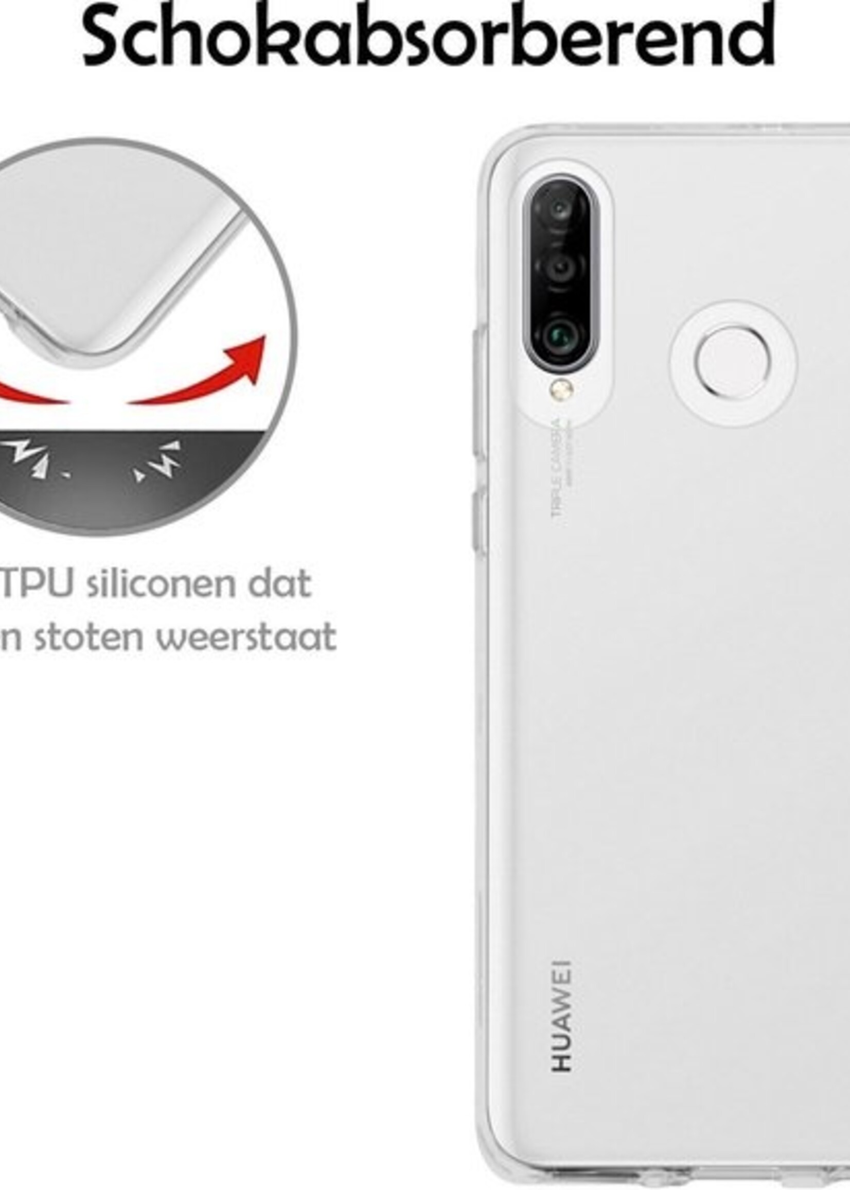 LUQ Hoesje Geschikt voor Huawei P30 Lite Hoesje Siliconen Case - Hoes Geschikt voor Huawei P30 Lite Hoes Siliconen - Transparant