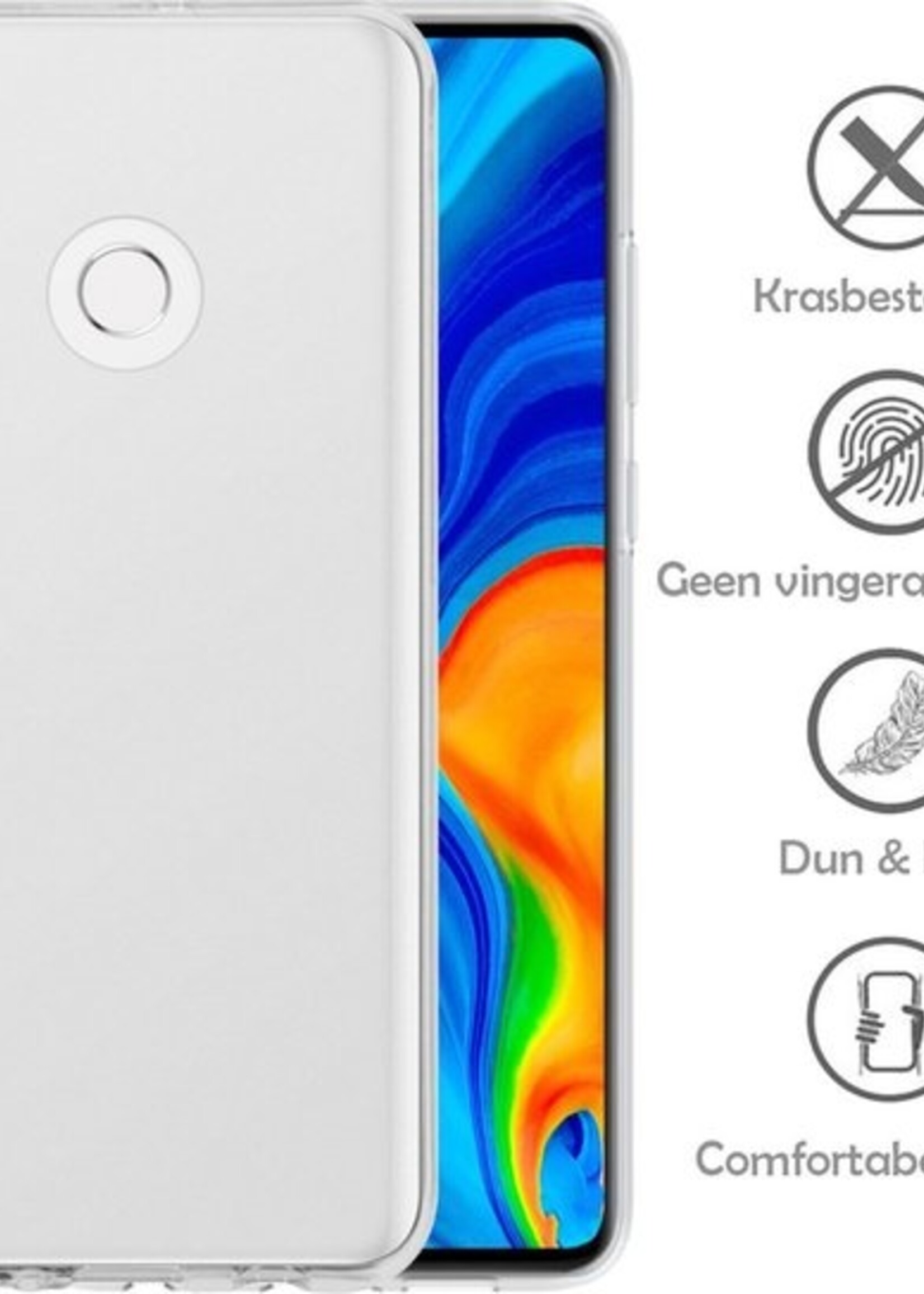 LUQ Hoesje Geschikt voor Huawei P30 Lite Hoesje Siliconen Case - Hoes Geschikt voor Huawei P30 Lite Hoes Siliconen - Transparant